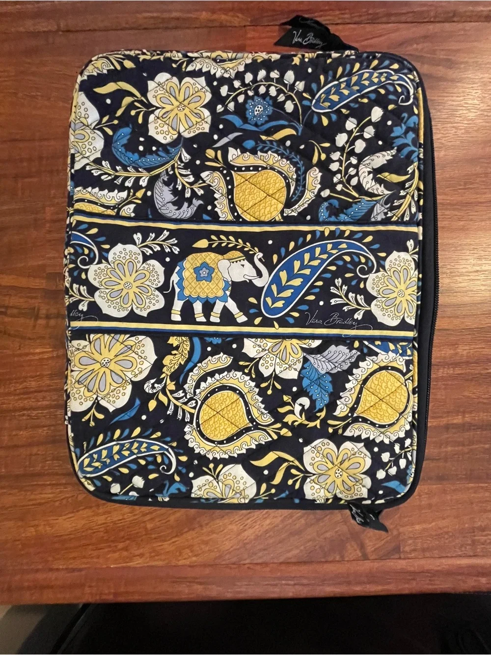 Vera Bradley Black Yellow Blue Laptop Sleeve